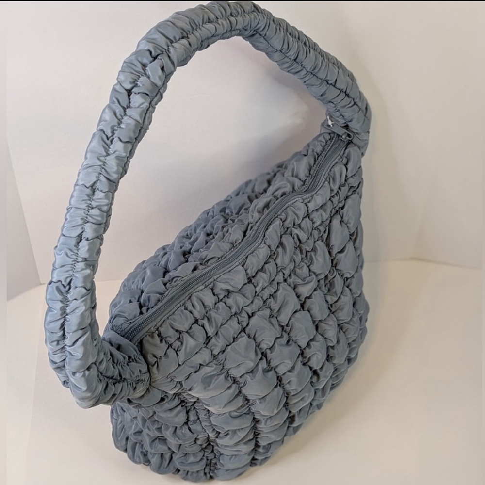Quilted Puffy Hobo Silver Gray 
Shoulder Carryall Bag NWT - Picture 9 of 10